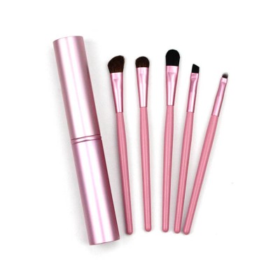 Cylindrical Wooden Handle Eyeshadow Makeup Brush Small Set 5 Eye Brush Makeup Pen Beauty Tool